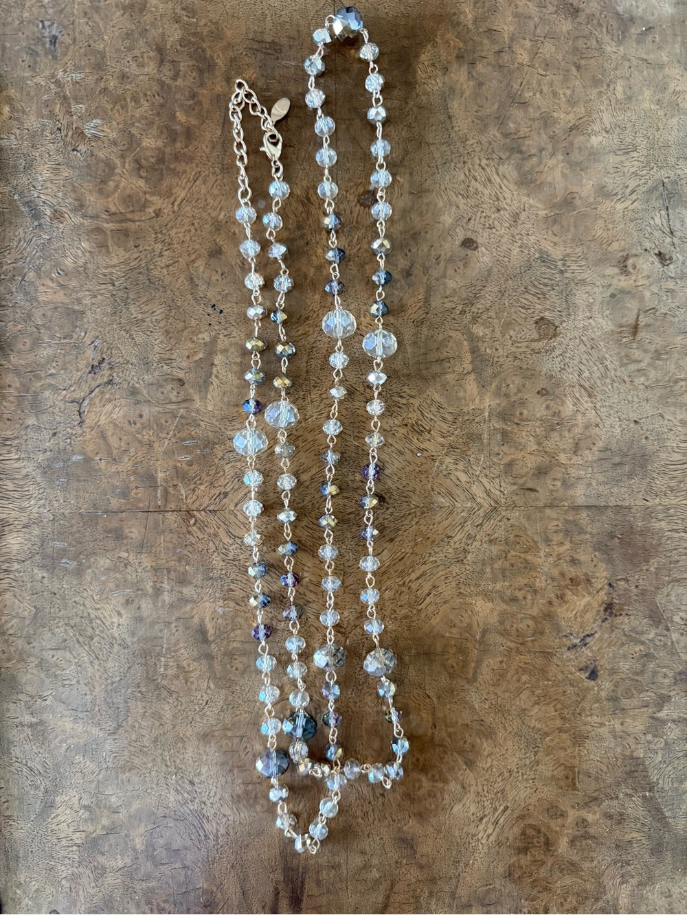 Clear Crystal Beaded Necklace - Faceted Strand